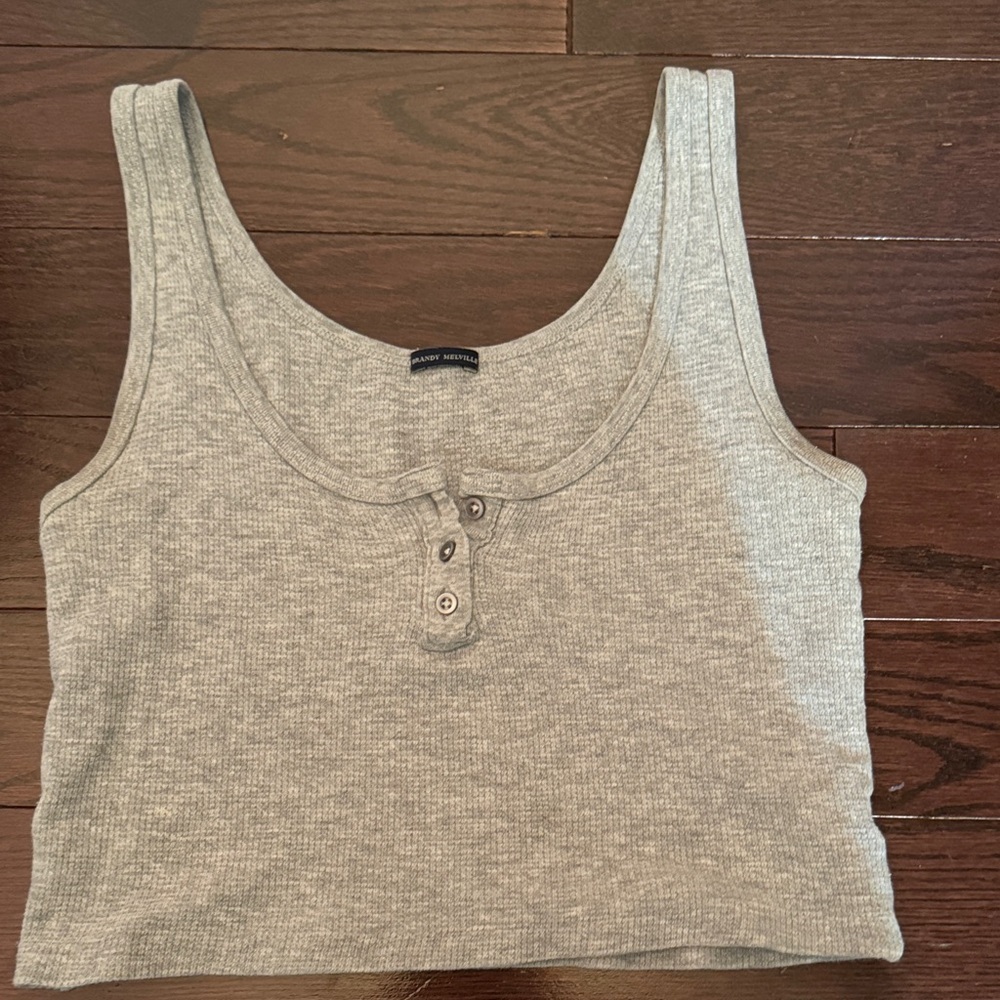 Brandy Melville Heather Gray Buttoned Tank Top